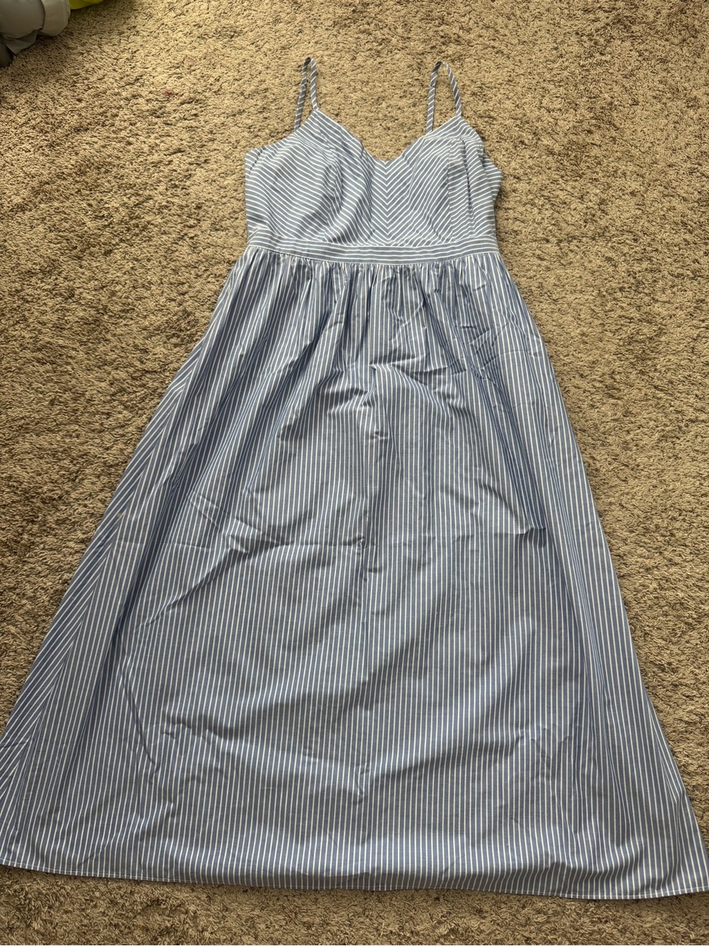 LOFT Blue and White Striped maxi dress